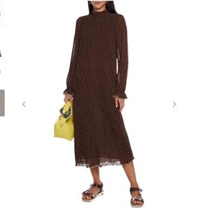 Ganni Printed plisse-georgette midi dress US sz 6